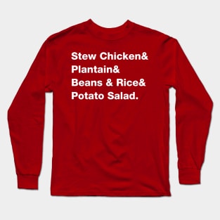 Belizean Sunday Dinner Food List - White Text Long Sleeve T-Shirt